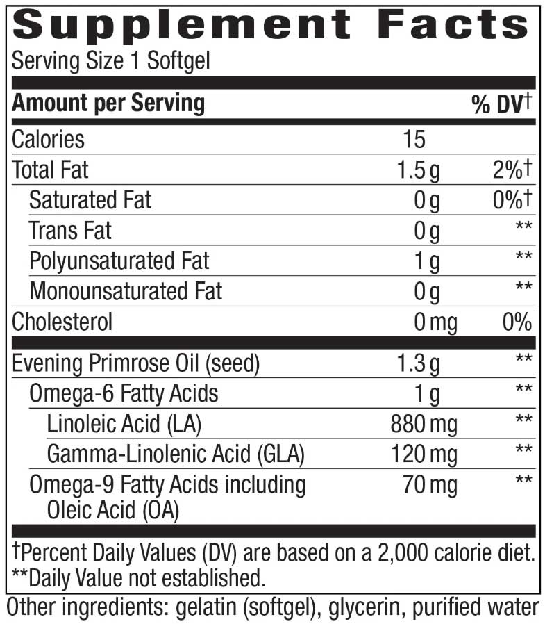 Nature's Way Evening Primrose Max Strength Ingredients