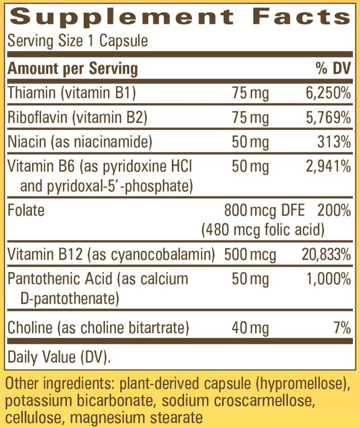 Nature's Way Fatigued to Fantastic! Daily Energy B Complex Ingredients