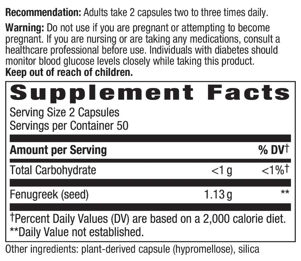 Nature's Way Fenugreek Seed Ingredients
