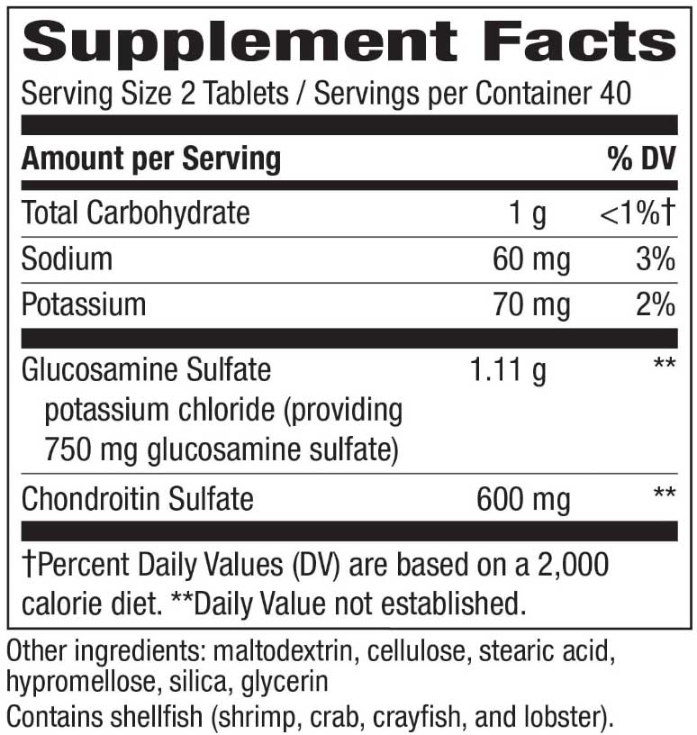 Nature's Way FlexMax Glucosamine Chondroitin Ingredients