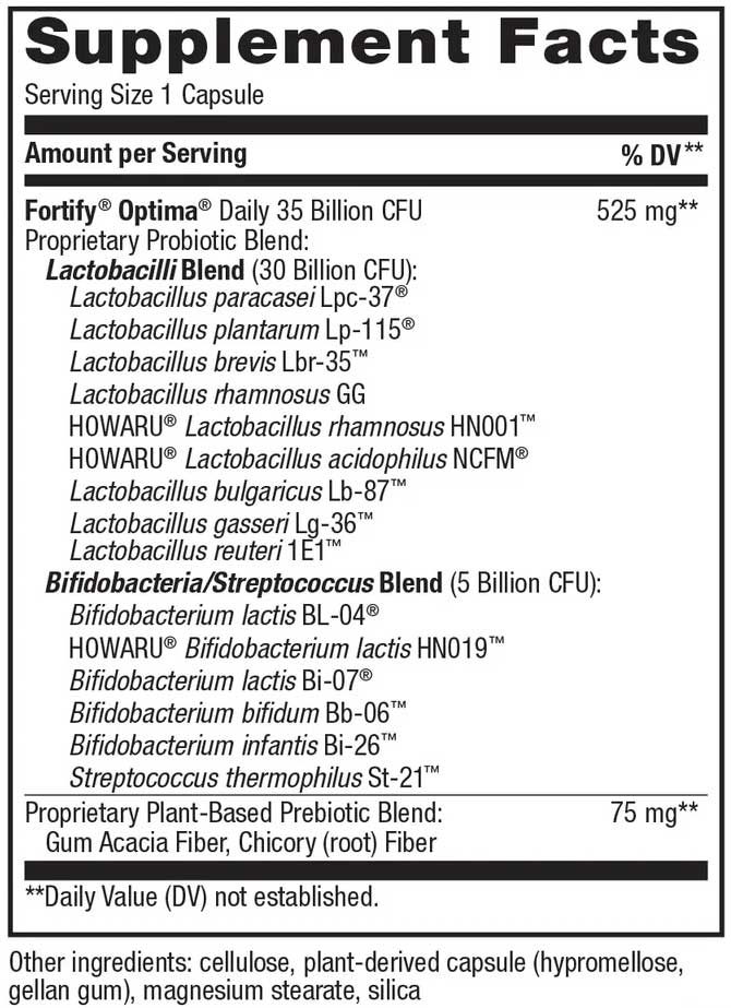 Nature's Way Fortify Optima Probiotic 35 Billion CFU Ingredients