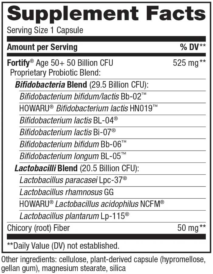 Nature's Way Fortify 50+ 50 Billion Probiotic Ingredients