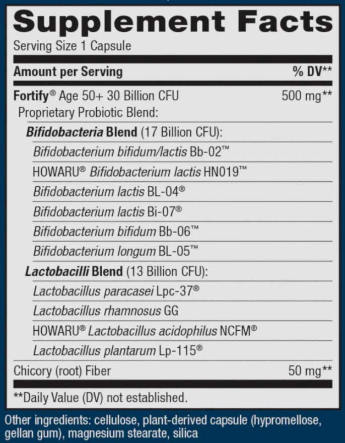 Nature's Way Fortify 50+ Probiotic 30 Billion Ingredients