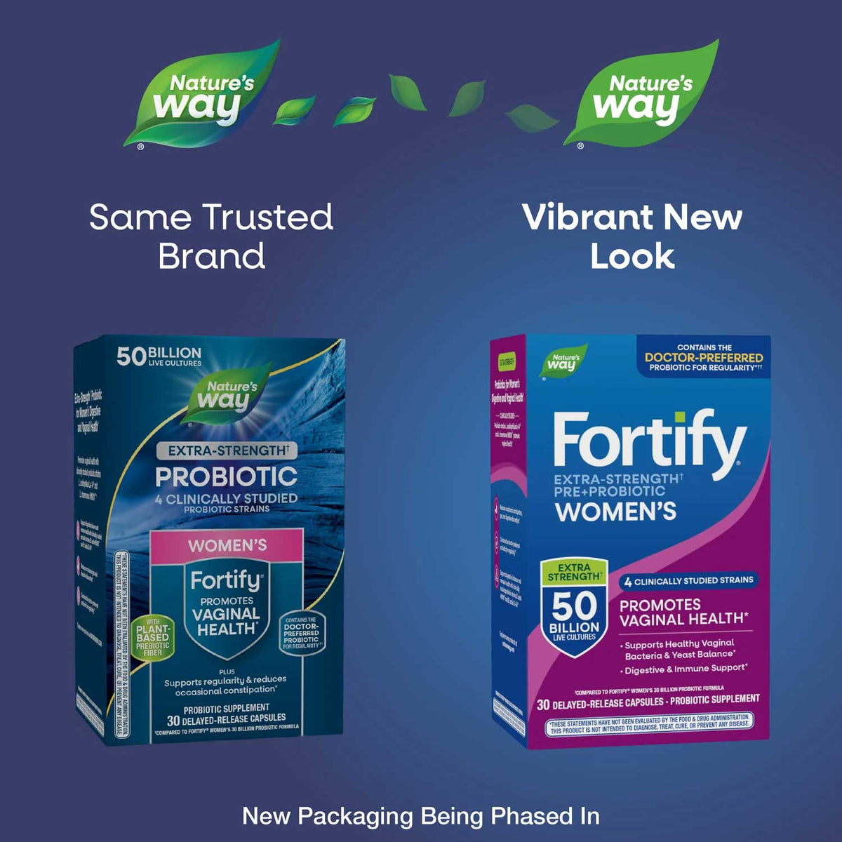 Nature's Way Fortify Extra-Strength Pre+Probiotic Women's 50 Billion (Formerly Extra-Strength Probiotic) New Look