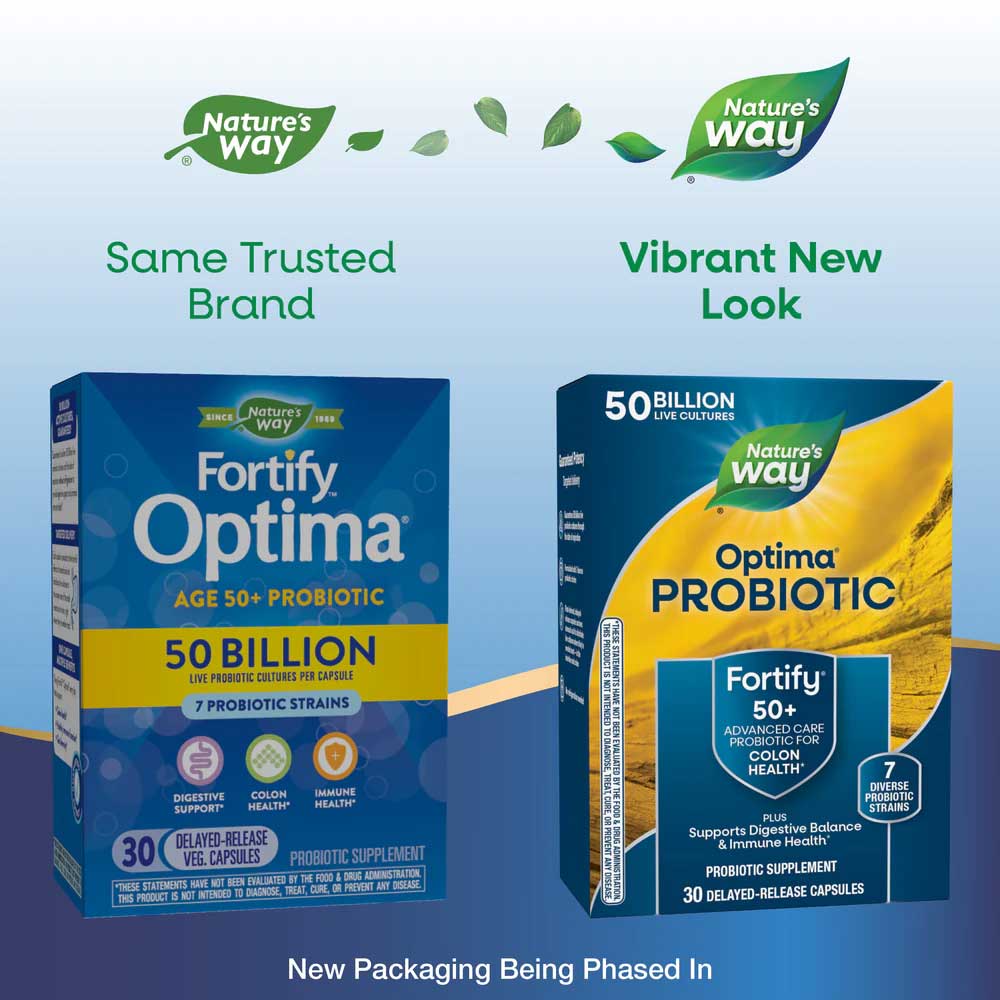 Nature's Way Fortify Optima Adult 50+ 50 Billion Probiotic New Look