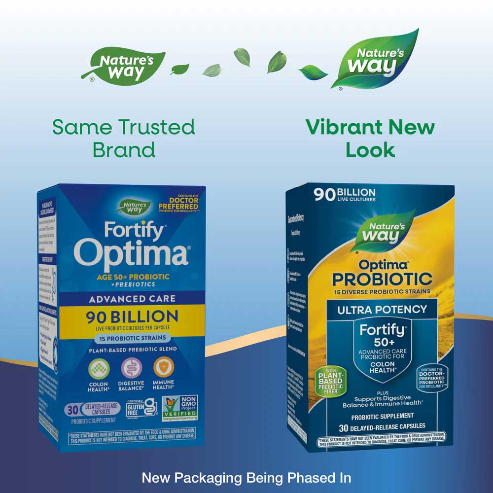Nature's Way Fortify Optima Advanced Care Age 50+ 90 Billion Probiotic New Look