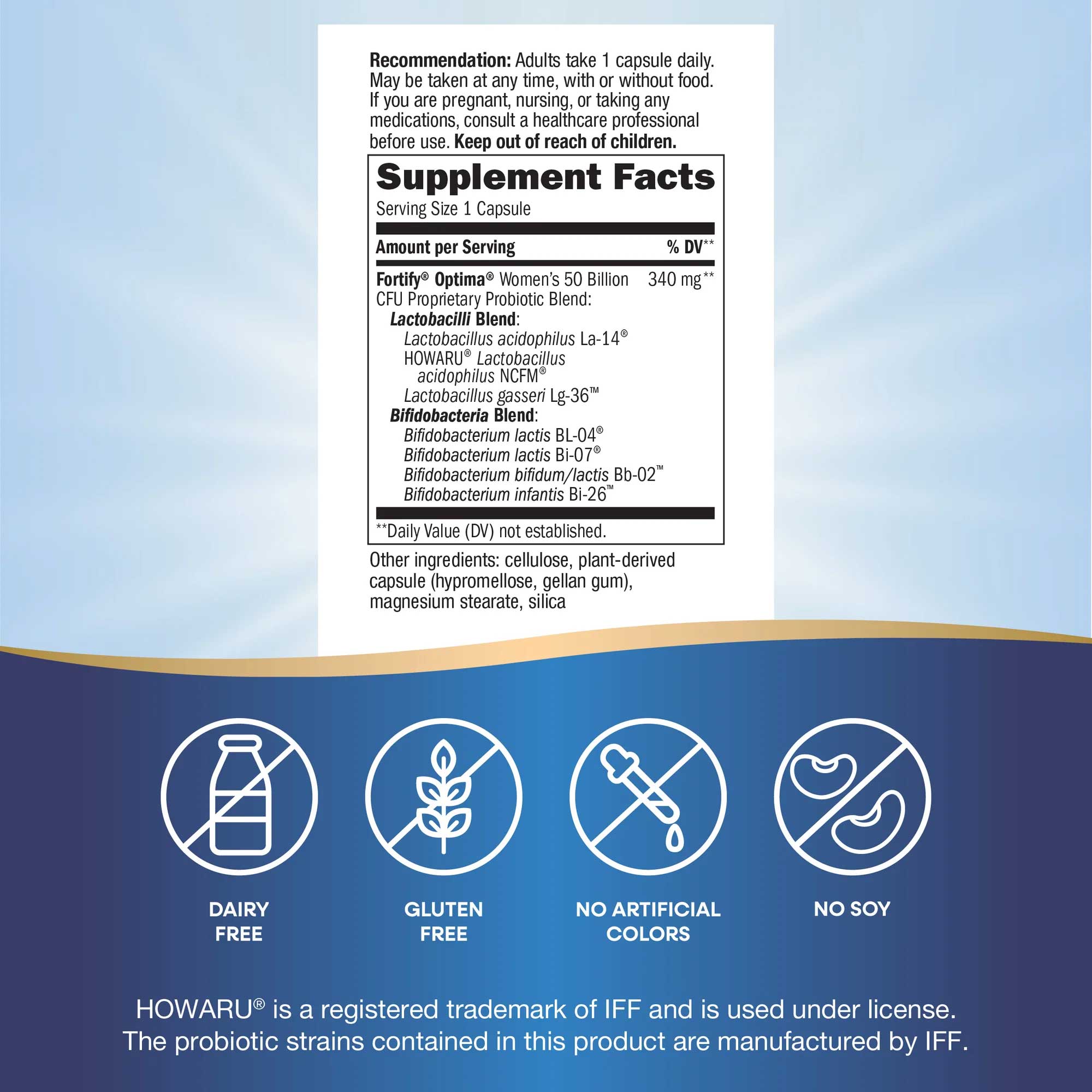 Nature's Way Fortify Optima Women's Advanced Care Probiotic 50 Billion Ingredients