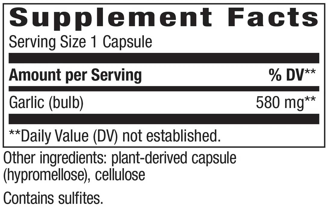 Nature's Way Garlic Bulb Ingredients
