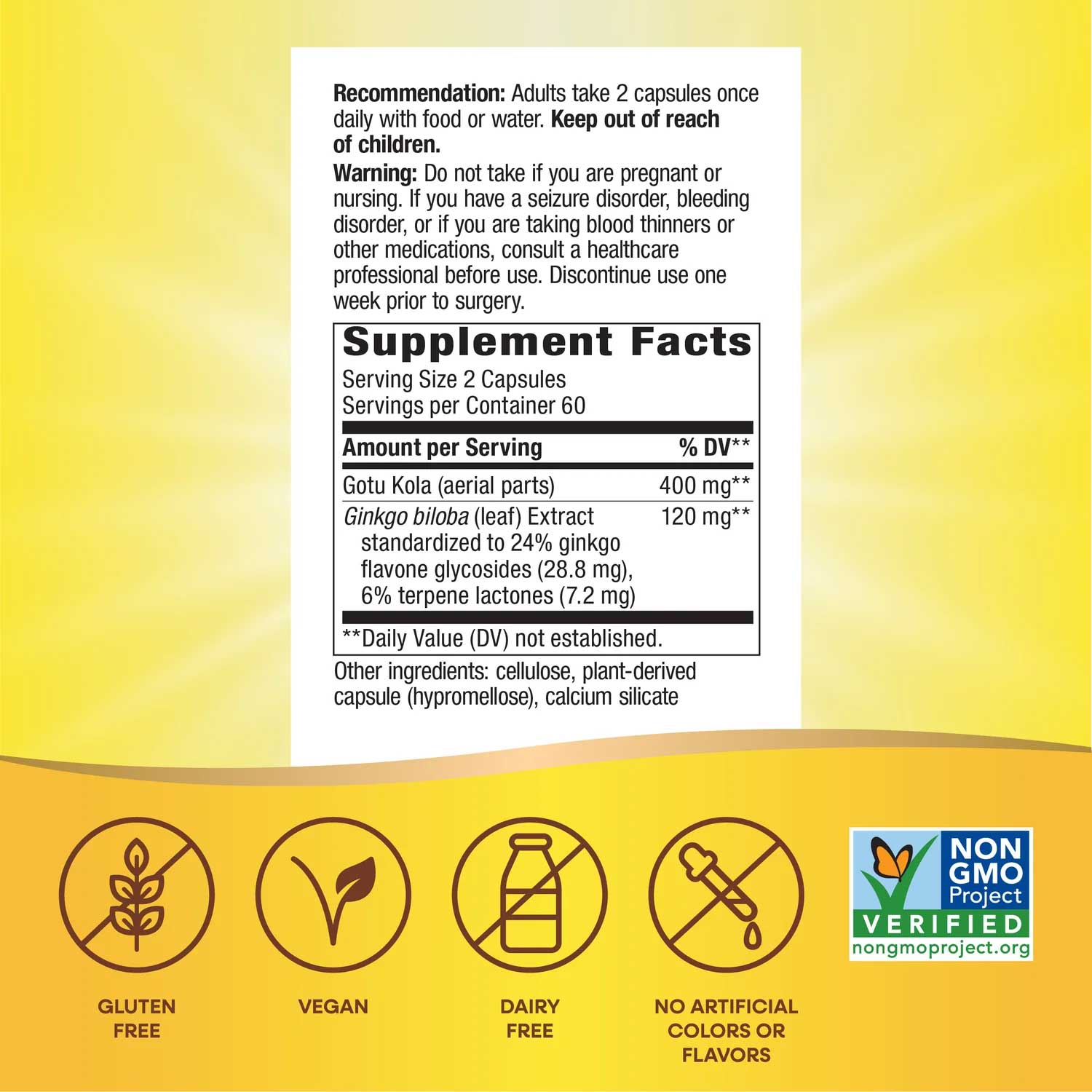 Nature's Way Ginkgo Standardized Extract Ingredients