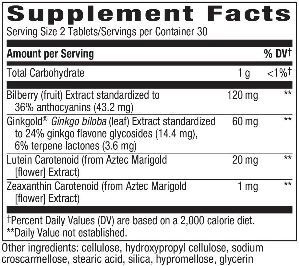 Nature's Way Ginkgold Eyes Ingredients