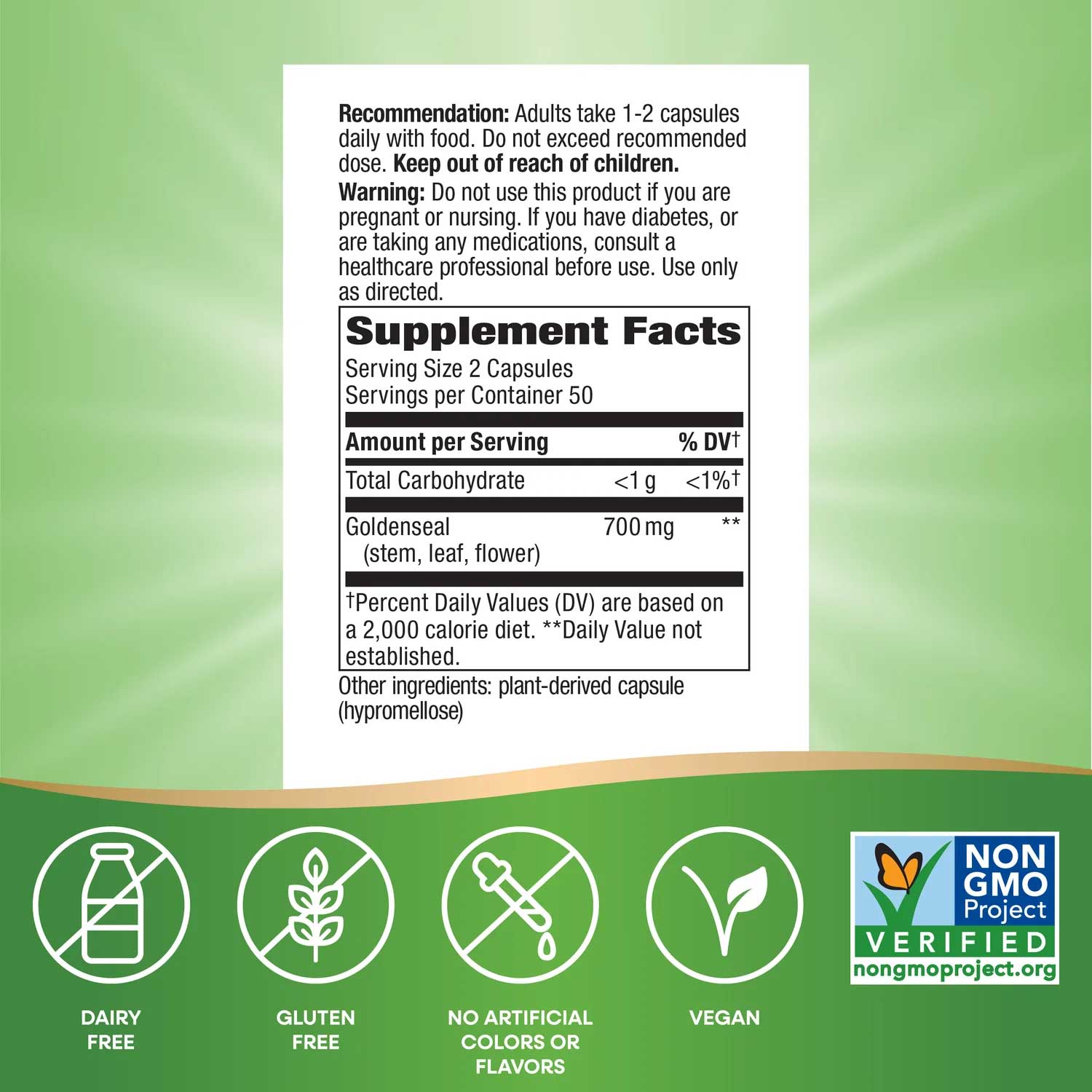 Nature's Way Goldenseal Herb Ingredients