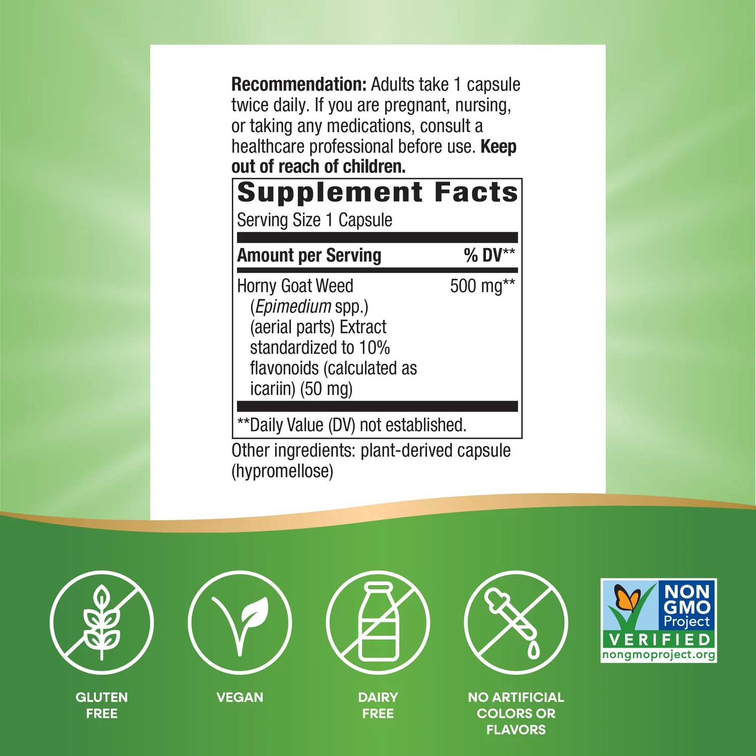 Nature's Way Horny Goat Weed Ingredients