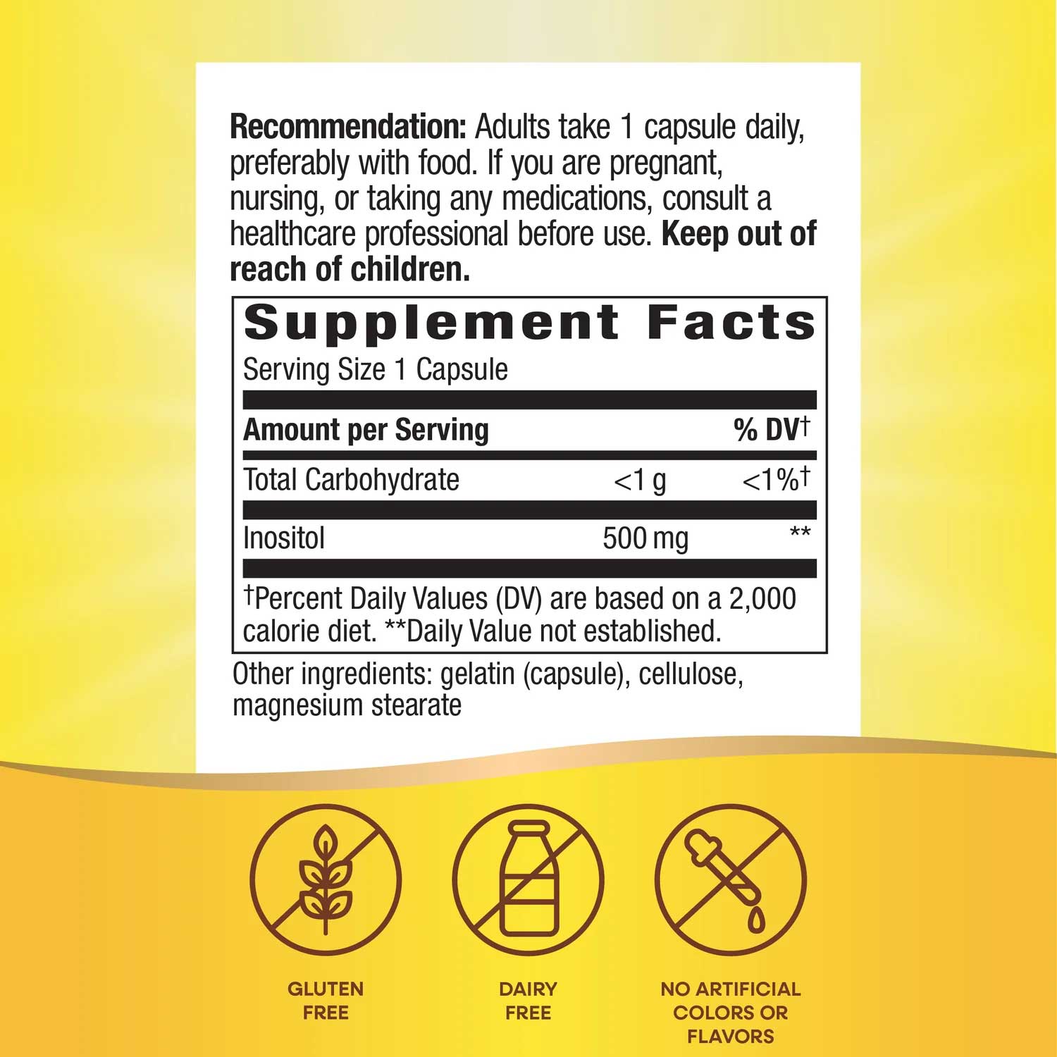 Nature's Way Inositol 500 mg Ingredients