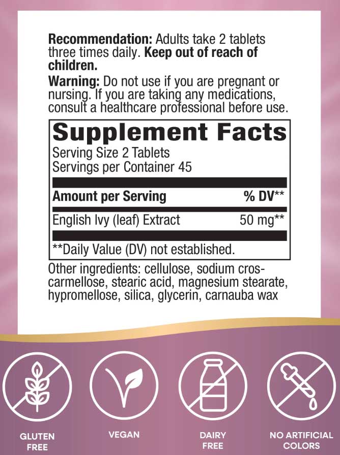 Nature's Way Ivy Extract Ingredients