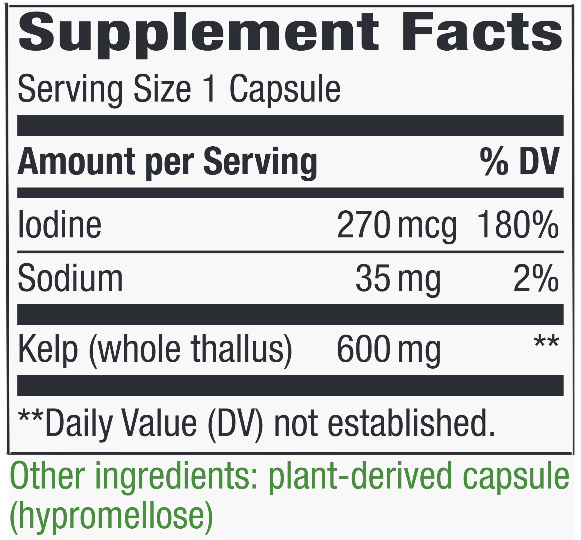 Nature's Way Kelp 600 mg Ingfredients