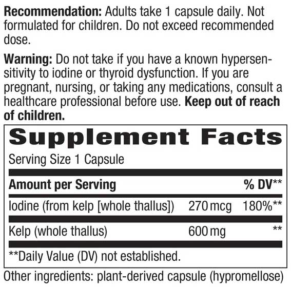 Nature's Way Kelp Ingredients