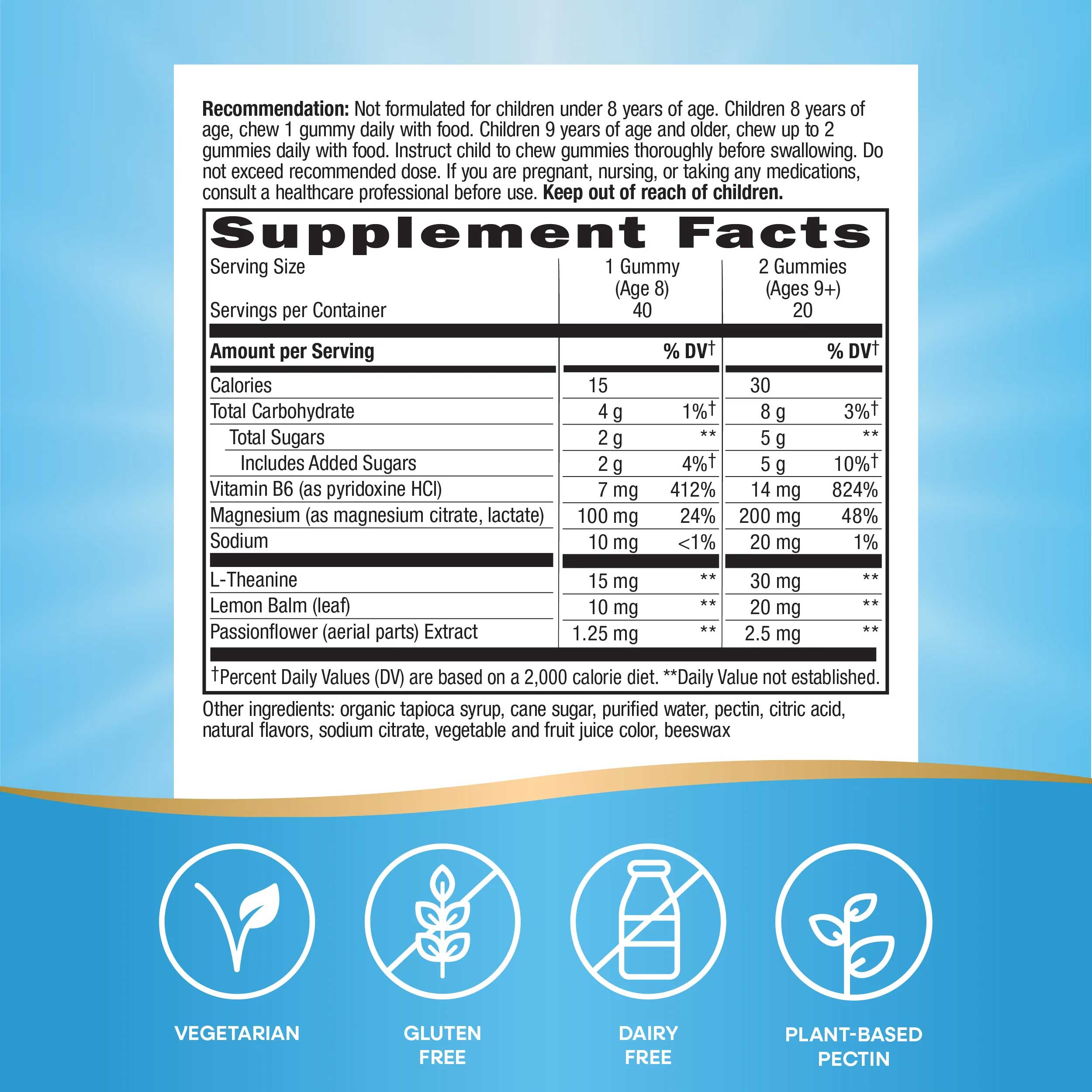 Nature's Way Kids Gummy Cool & Calm Ingredients