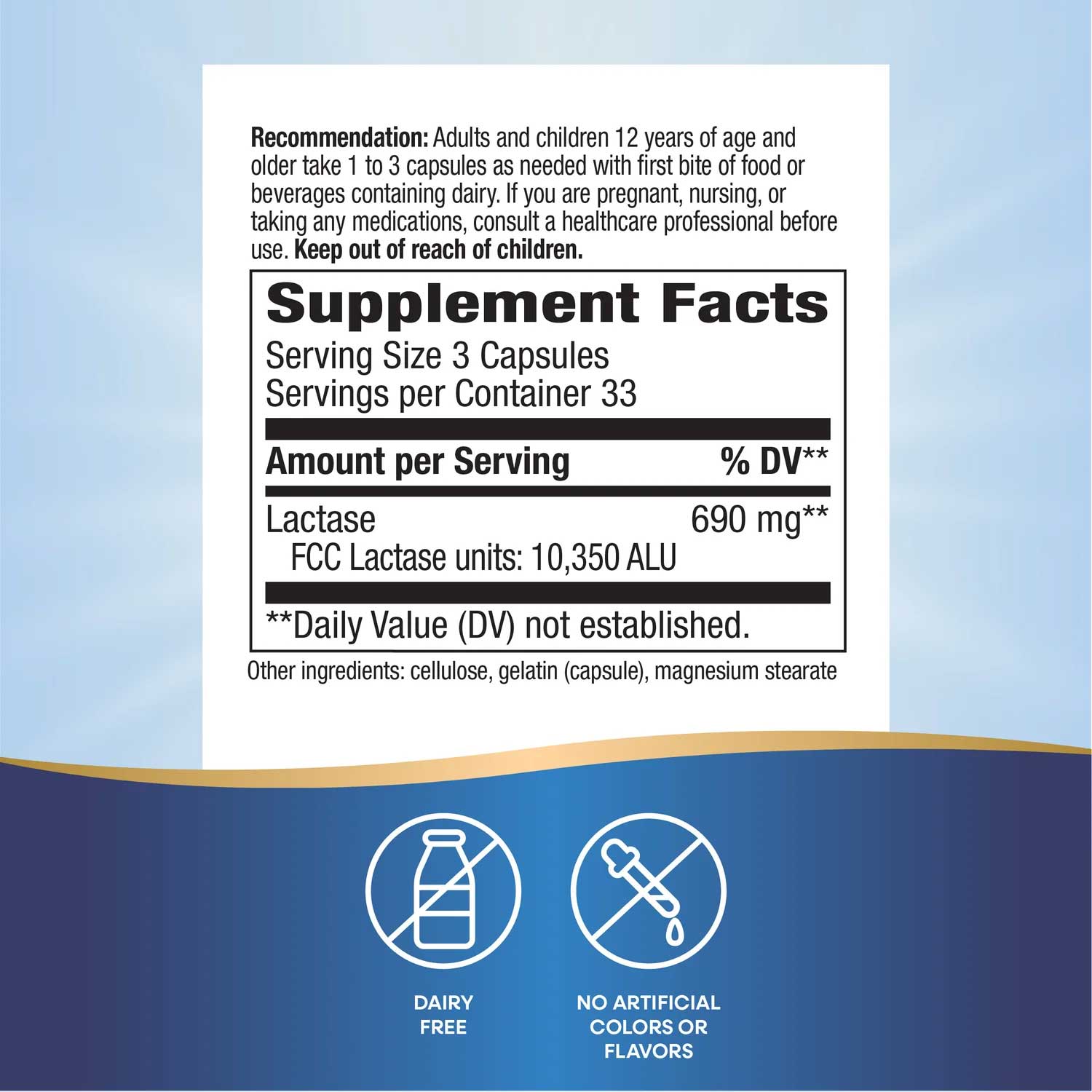 Nature's Way Lactose Defense Digestive Enzymes (Formerly Lactase Enzyme) Ingredients