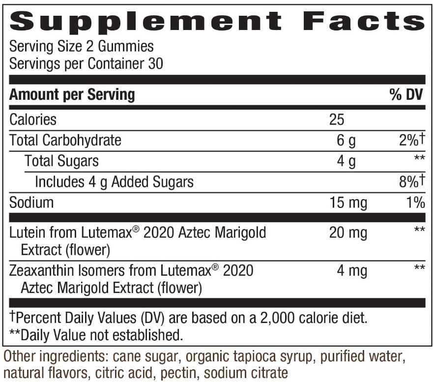 Nature's Way Lutein Gummies Ingredients