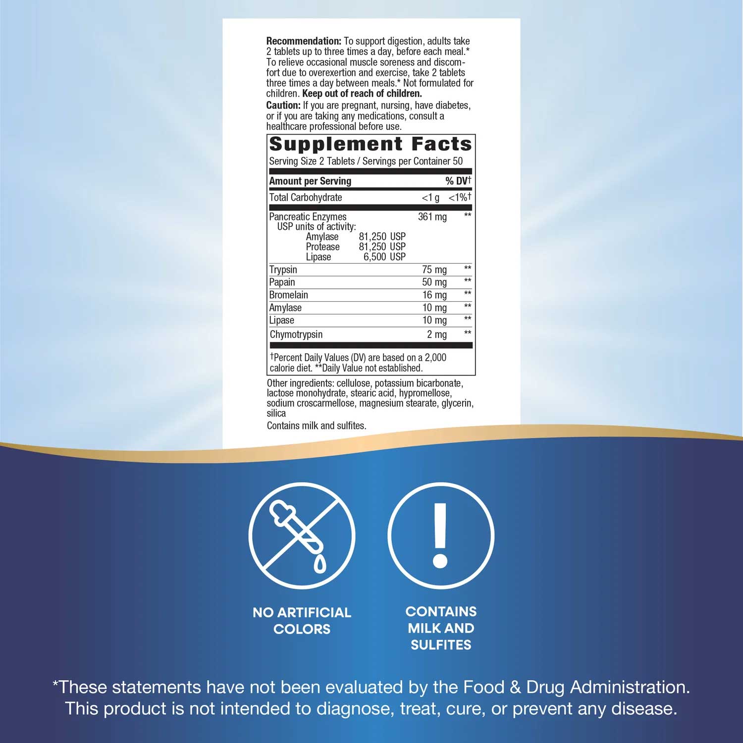 Nature's Way MegaZyme Dual Action Enzymes (Formerly Pancreatic & Systemic) Ingredients