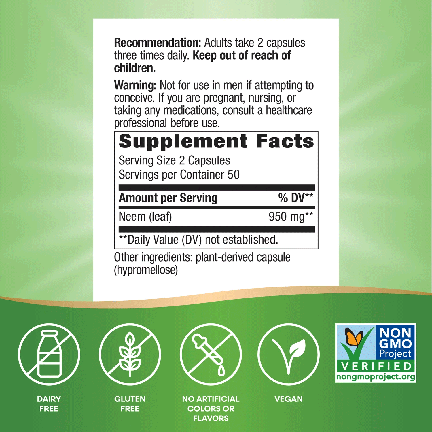 Nature's Way Neem Leaf Ingredients