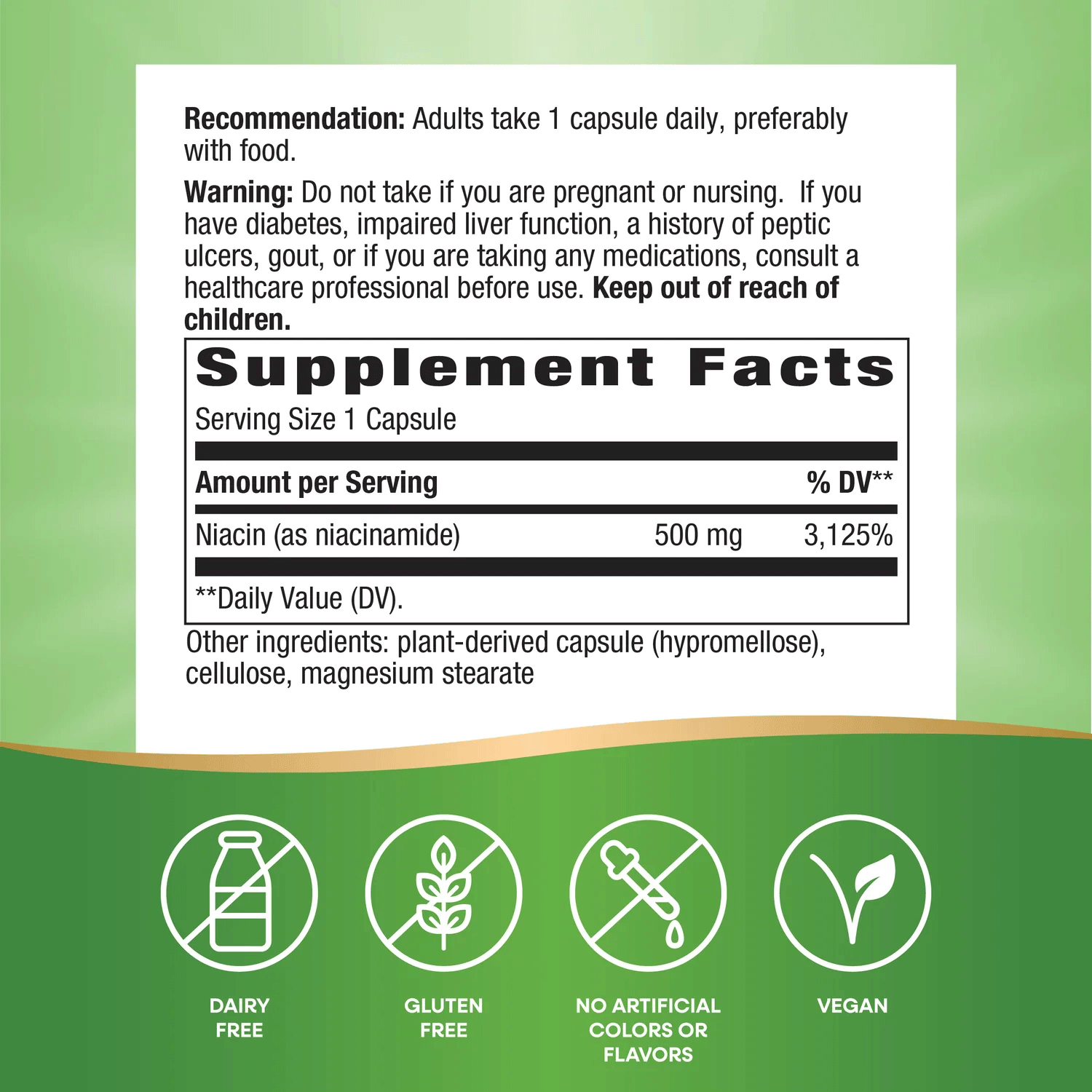 Nature's Way Niacinamide Ingredients