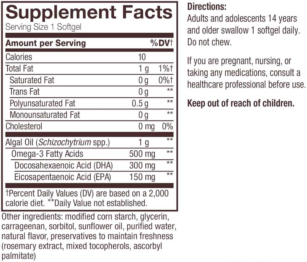 Nature's Way NutraVege Plant-Based Omega-3 Ingredients