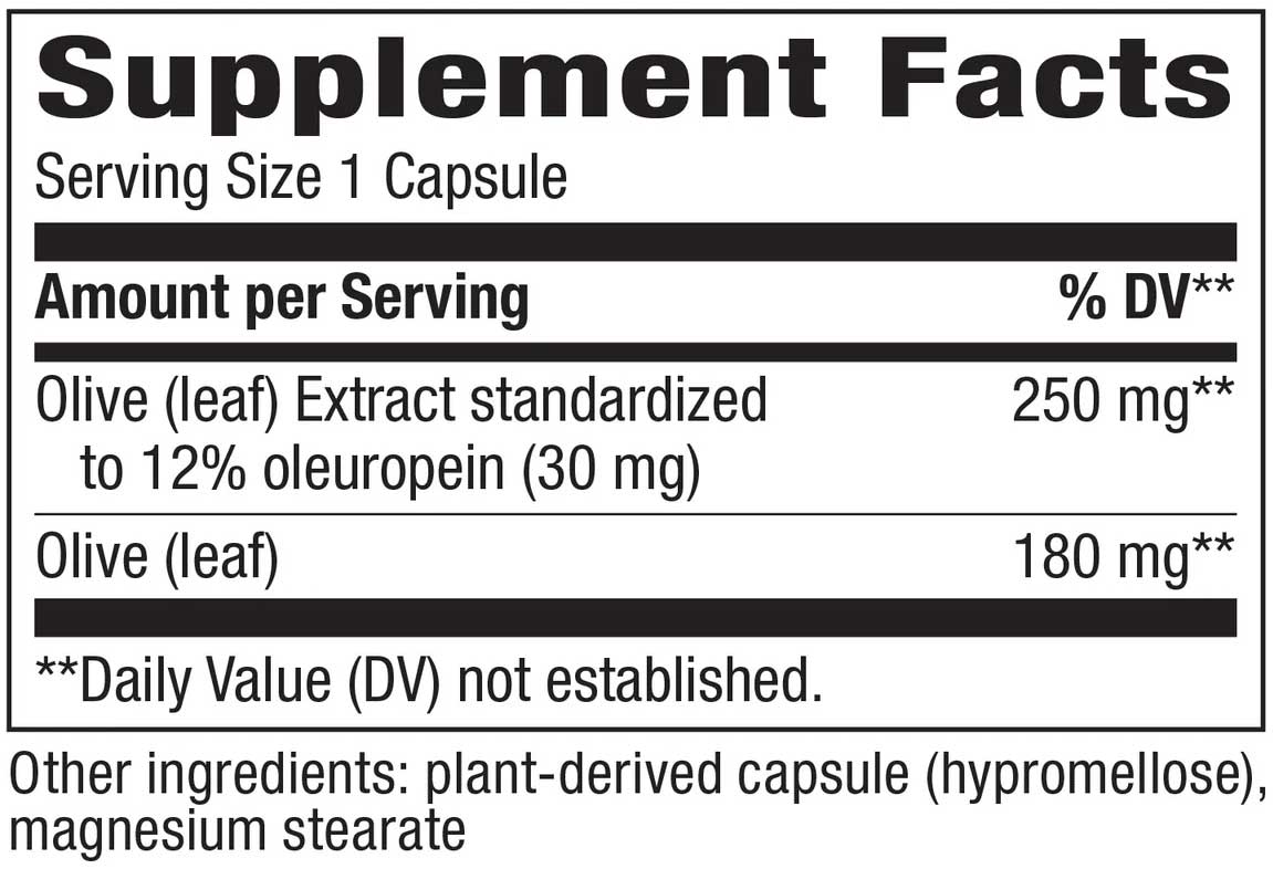Nature's Way Olive Leaf Premium Extract Ingredients