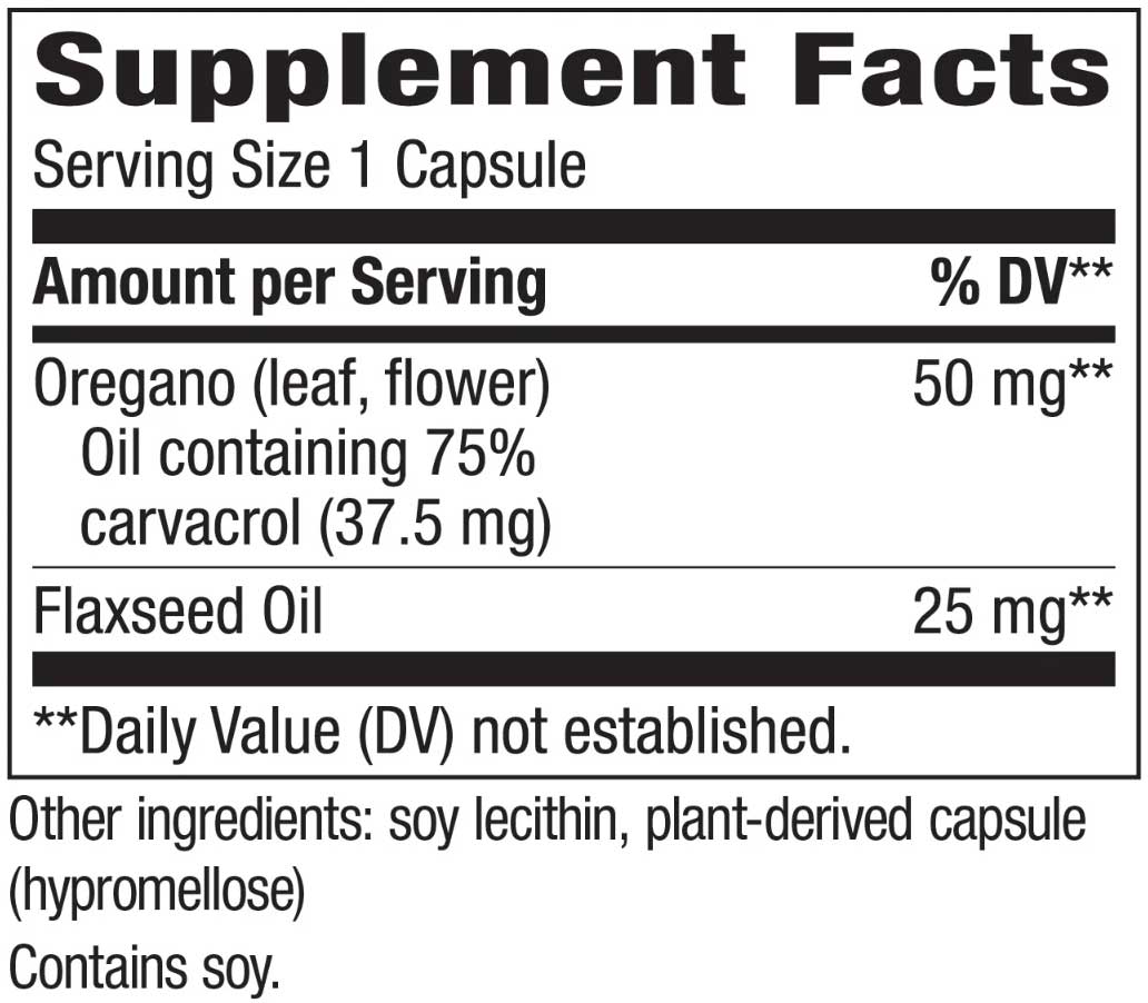 Nature's Way Oregano Oil Ingredients