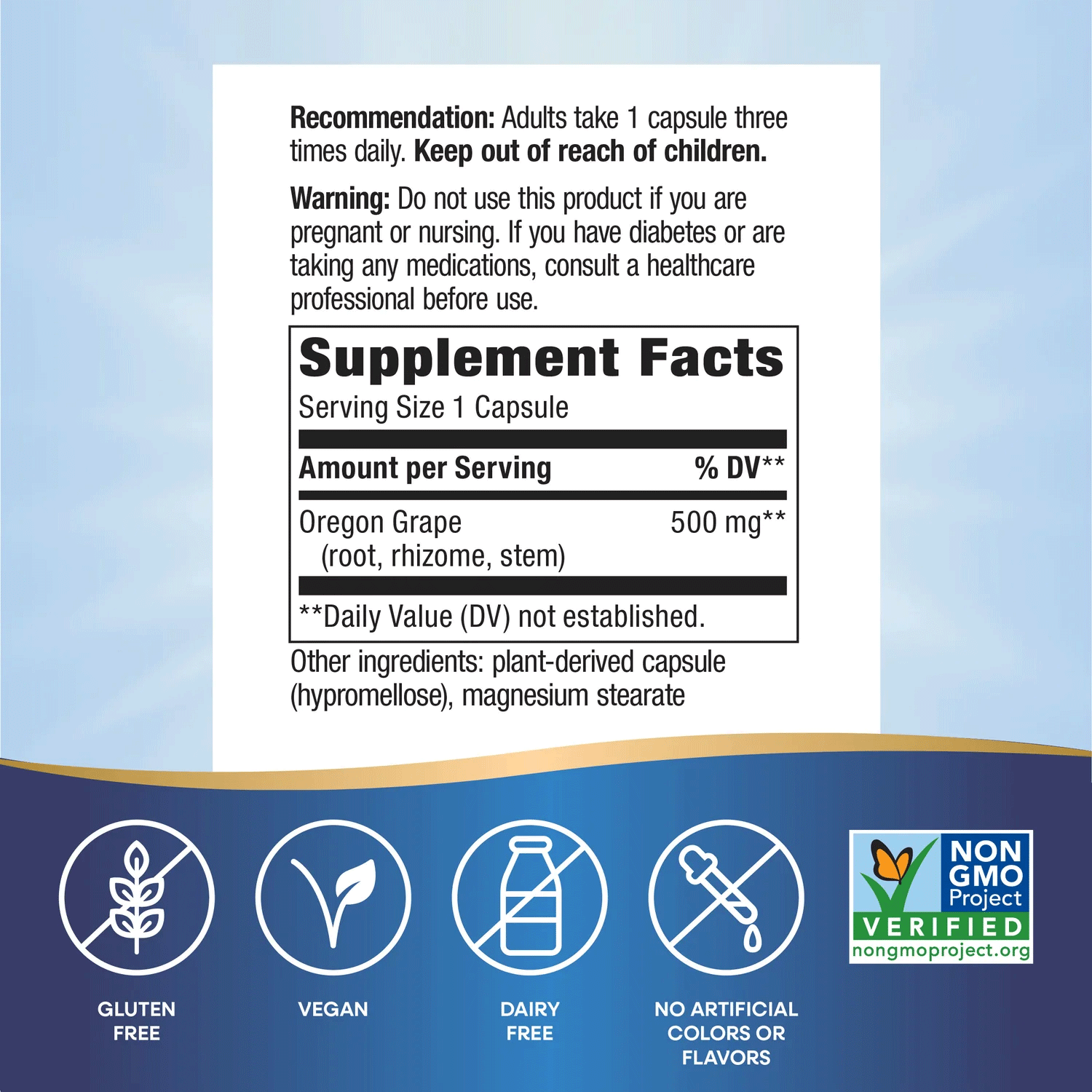 Nature's Way Oregon Grape Ingredients