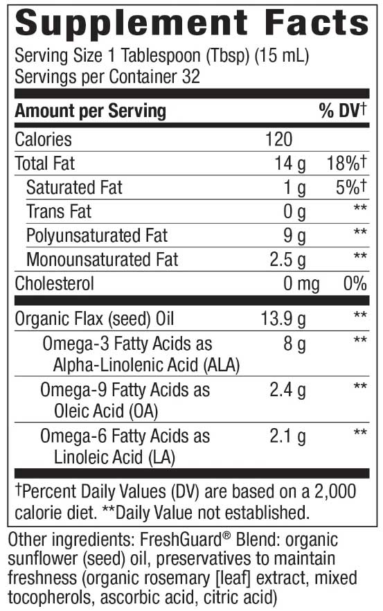 Nature's Way Organic Flax Oil (Formerly EfaGold Organic Flax Oil) Ingredients