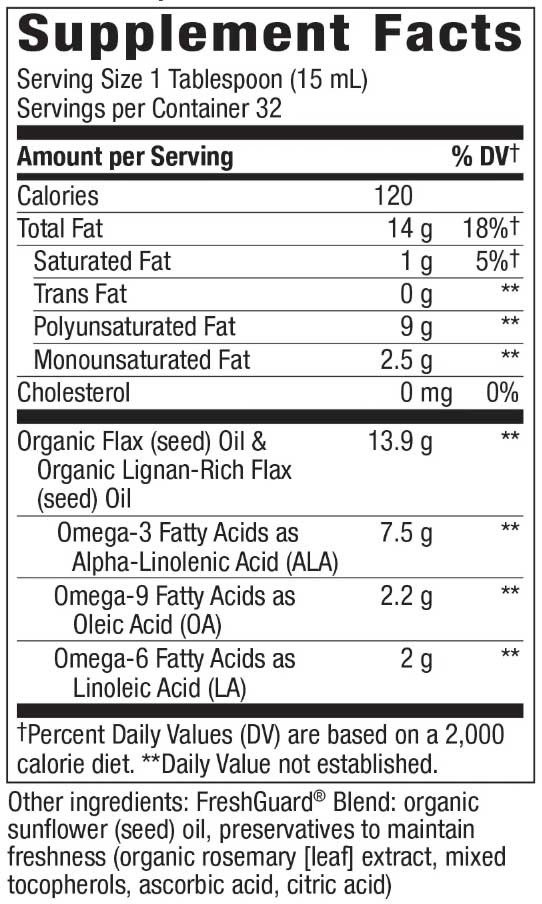 Nature's Way Organic Flax Oil Super Lignan Ingredients