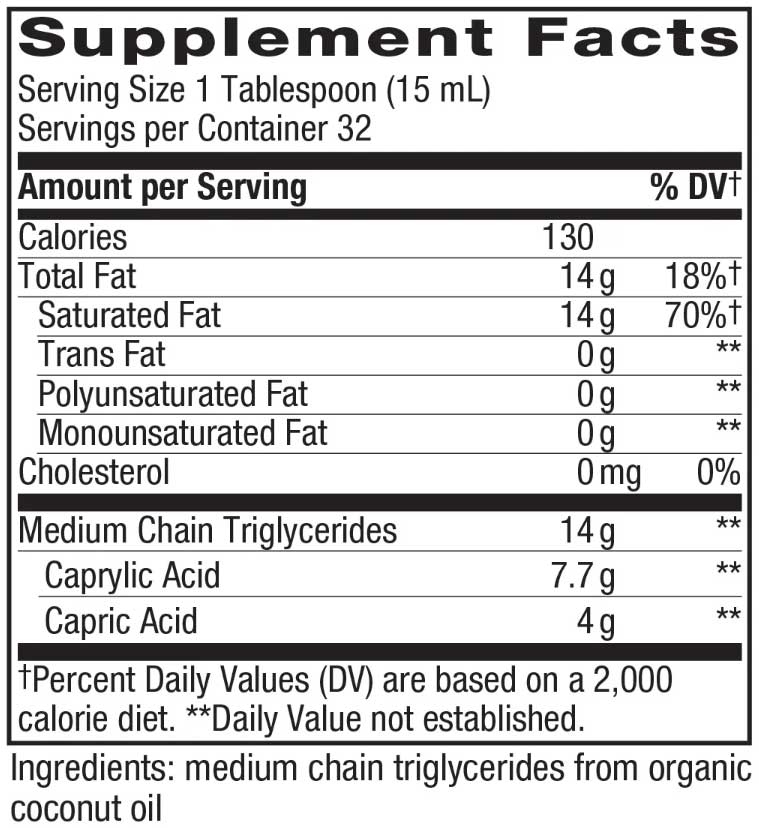 Nature's Way Organic MCT Oil Ingredients