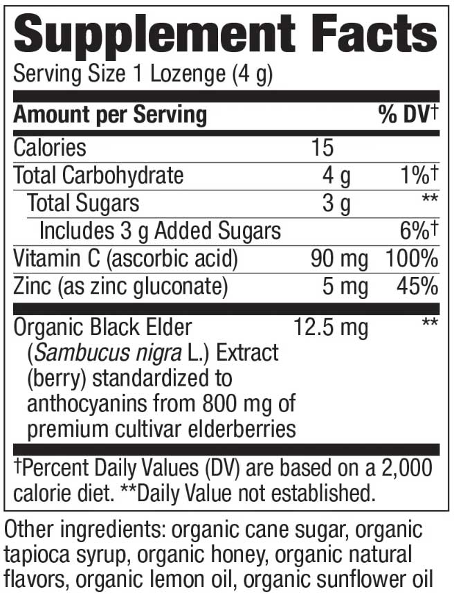 Nature's Way Sambucus Zinc Lozenges Ingredients