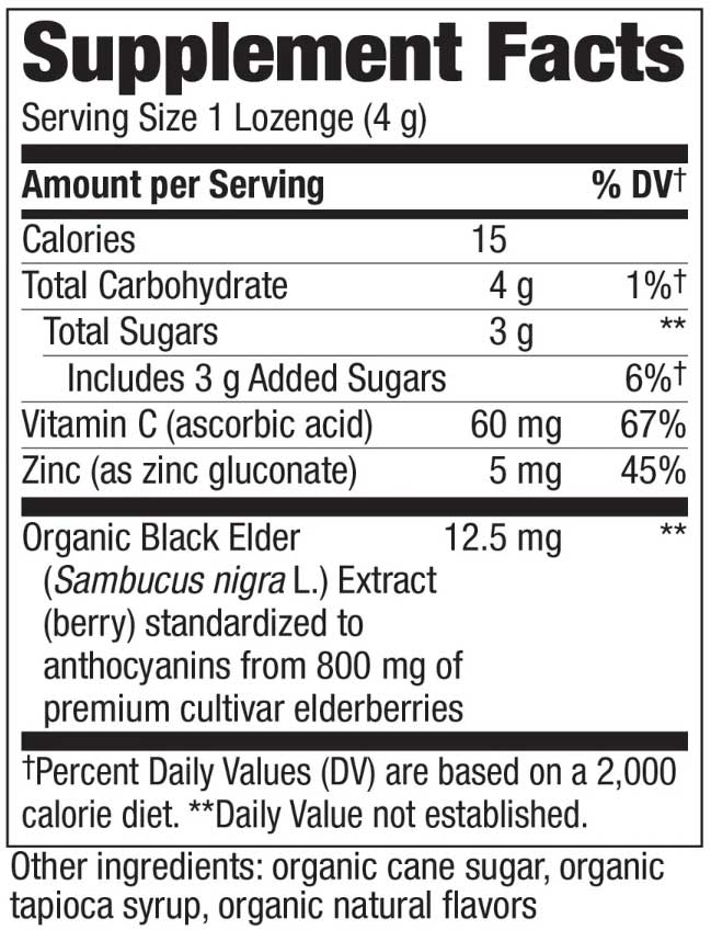 Nature's Way Sambucus Zinc Lozenges Ingredients