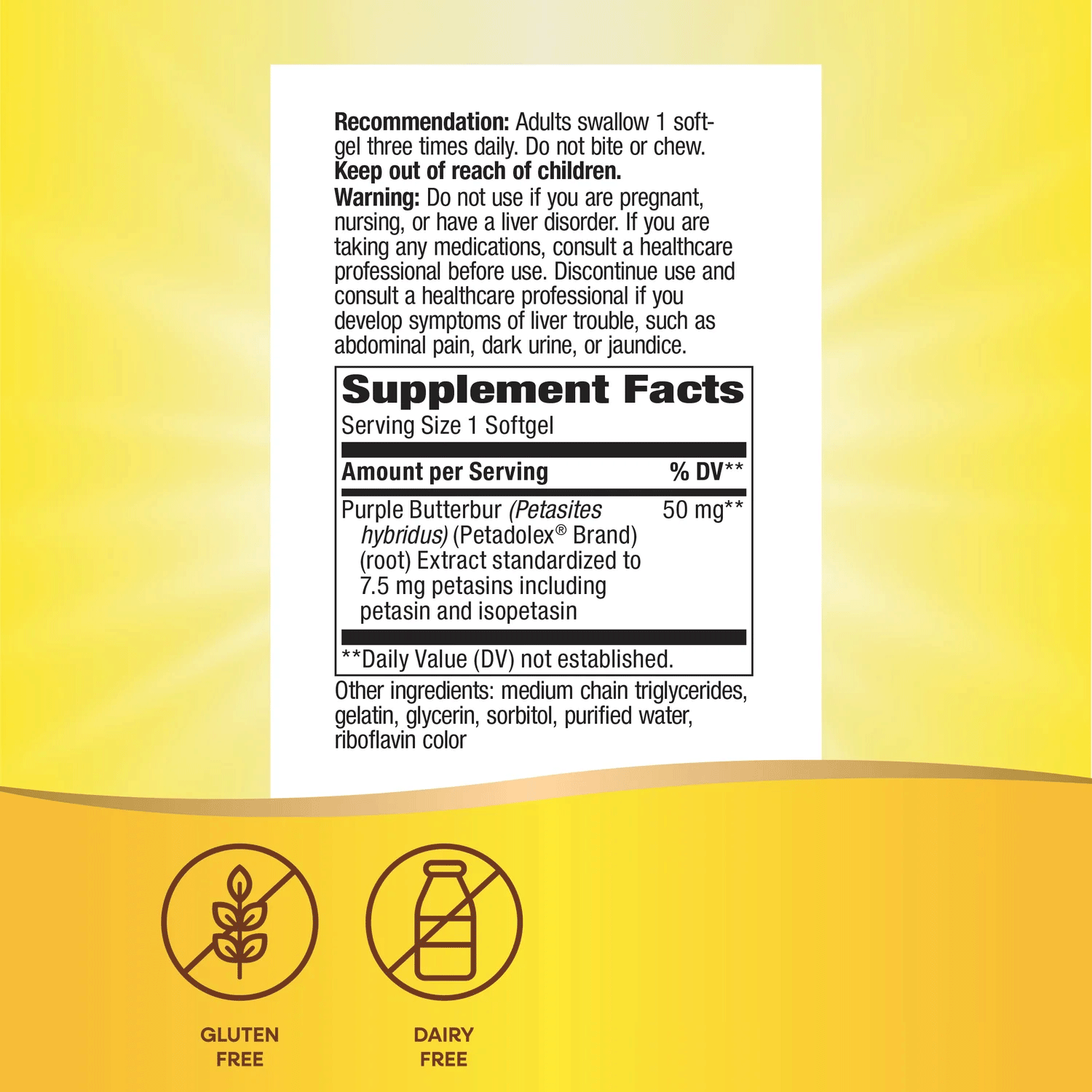 Nature's Way Petadolex Pro-Active Ingredients