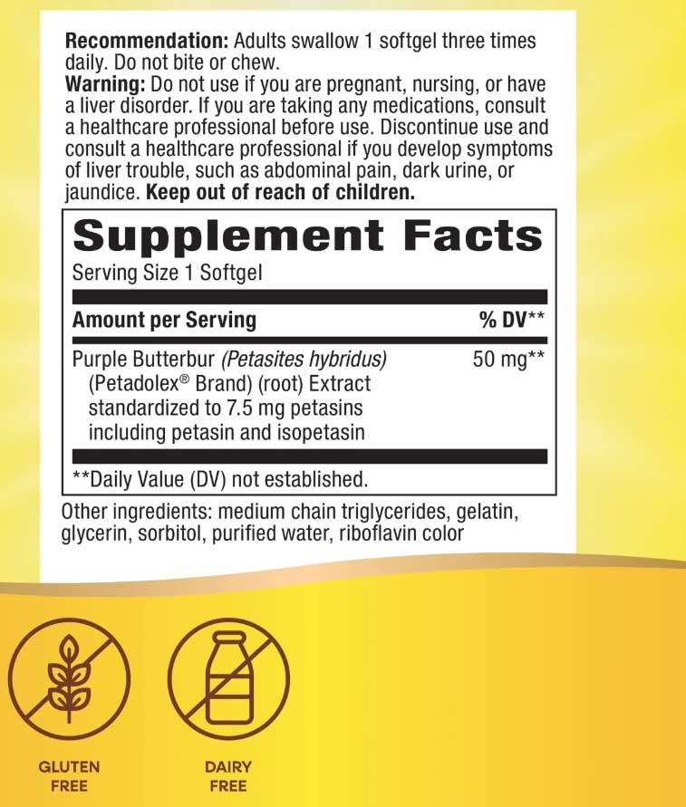 Nature's Way Petadolex Pro-Active Ingredients