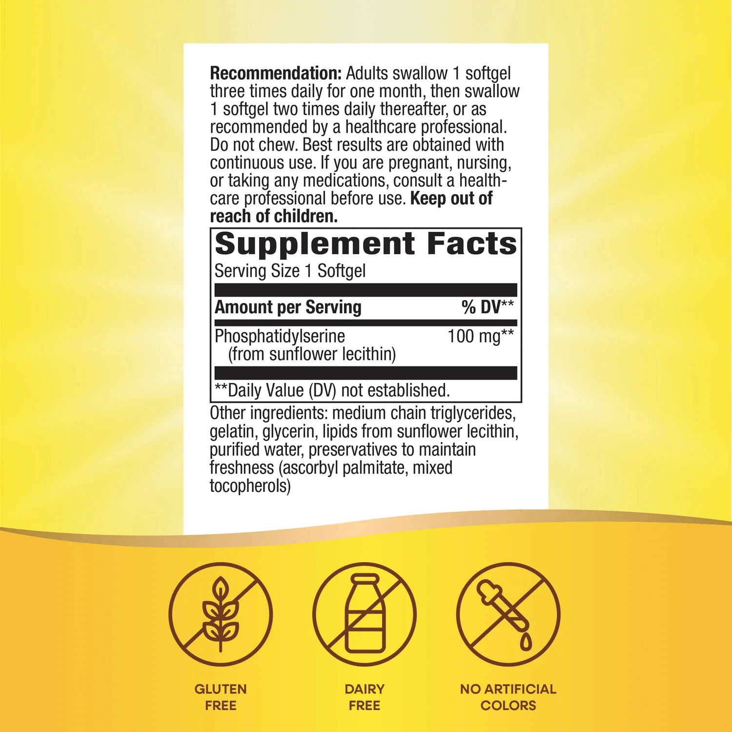 Nature's Way Phosphatidylserine Ingredients