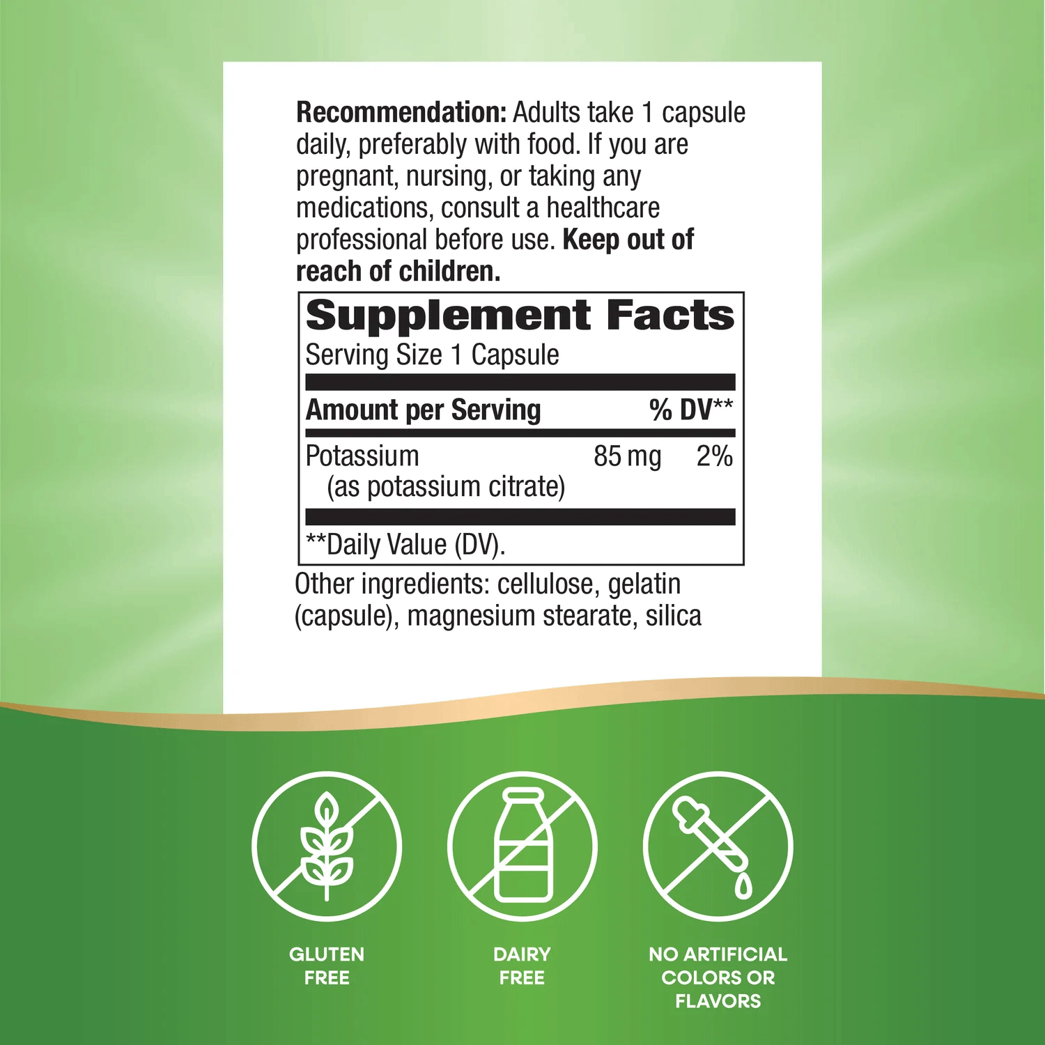 Nature's Way Potassium Ingredients