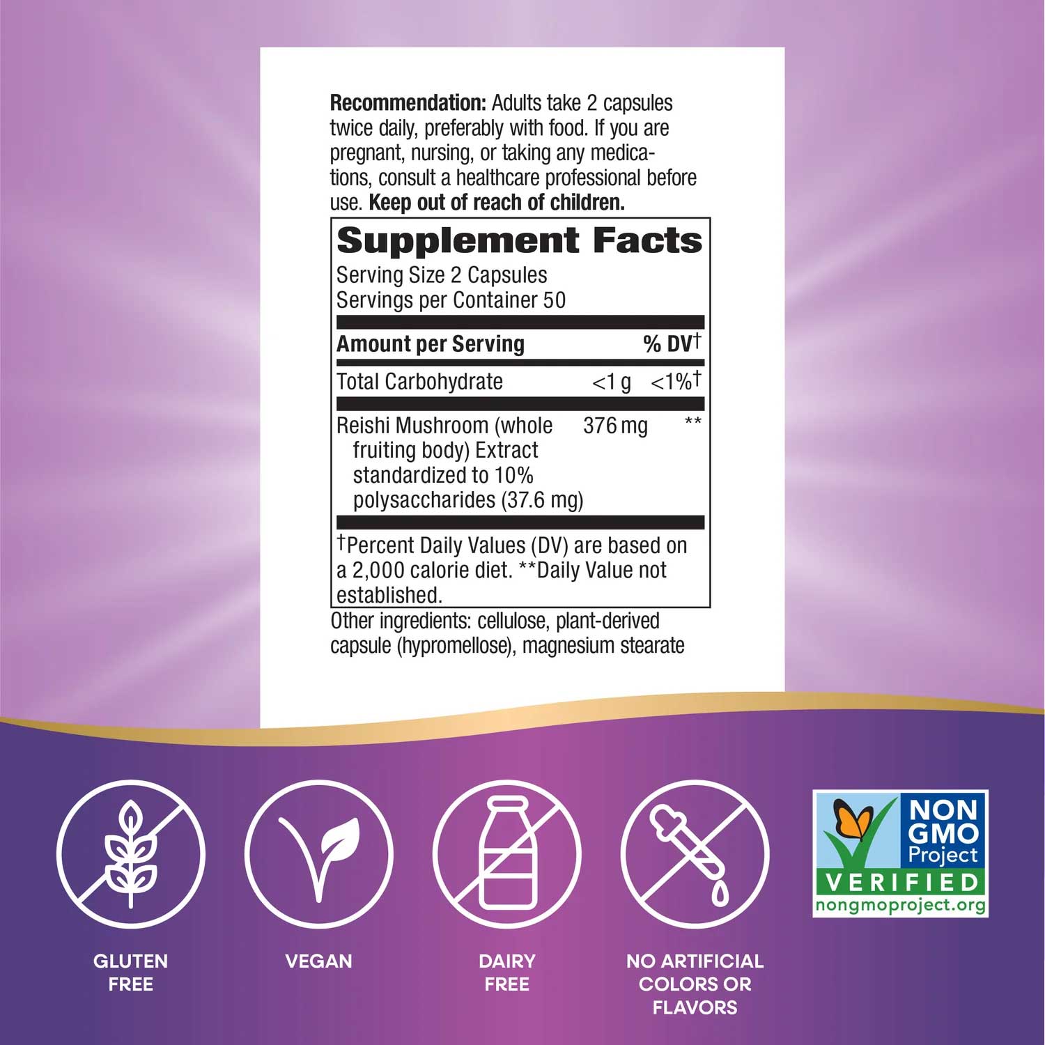 Nature's Way Reishi Mushroom Standardized Extract Ingredients