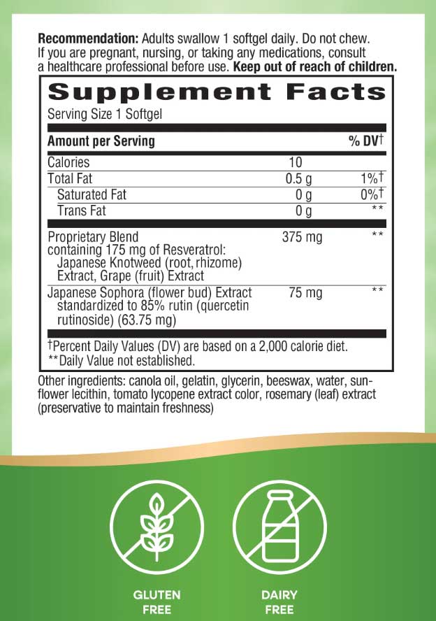 Nature's Way Resveratrol-Forte (Formerly High Potency) Ingredients