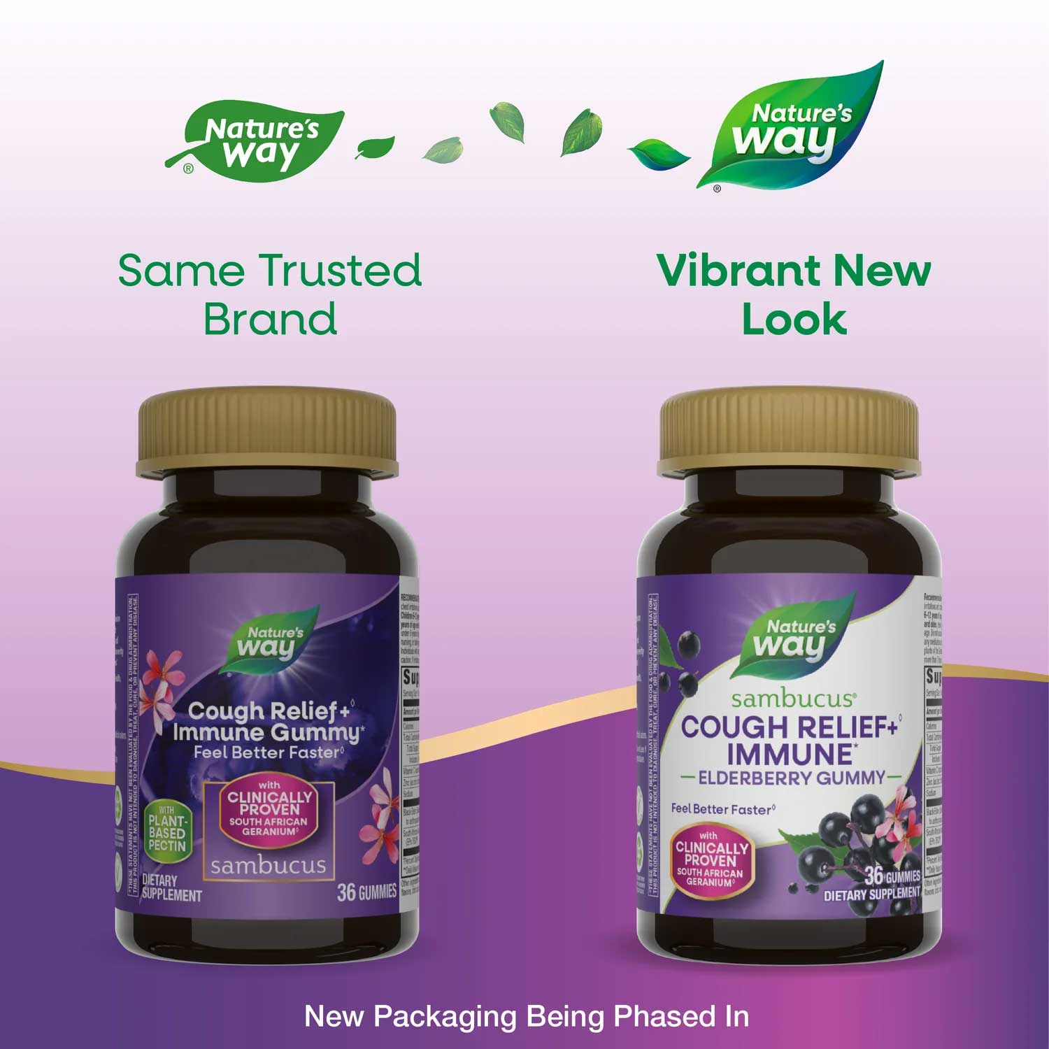 Nature's Way Sambucus Cough Relief + Immune Gummy New Look