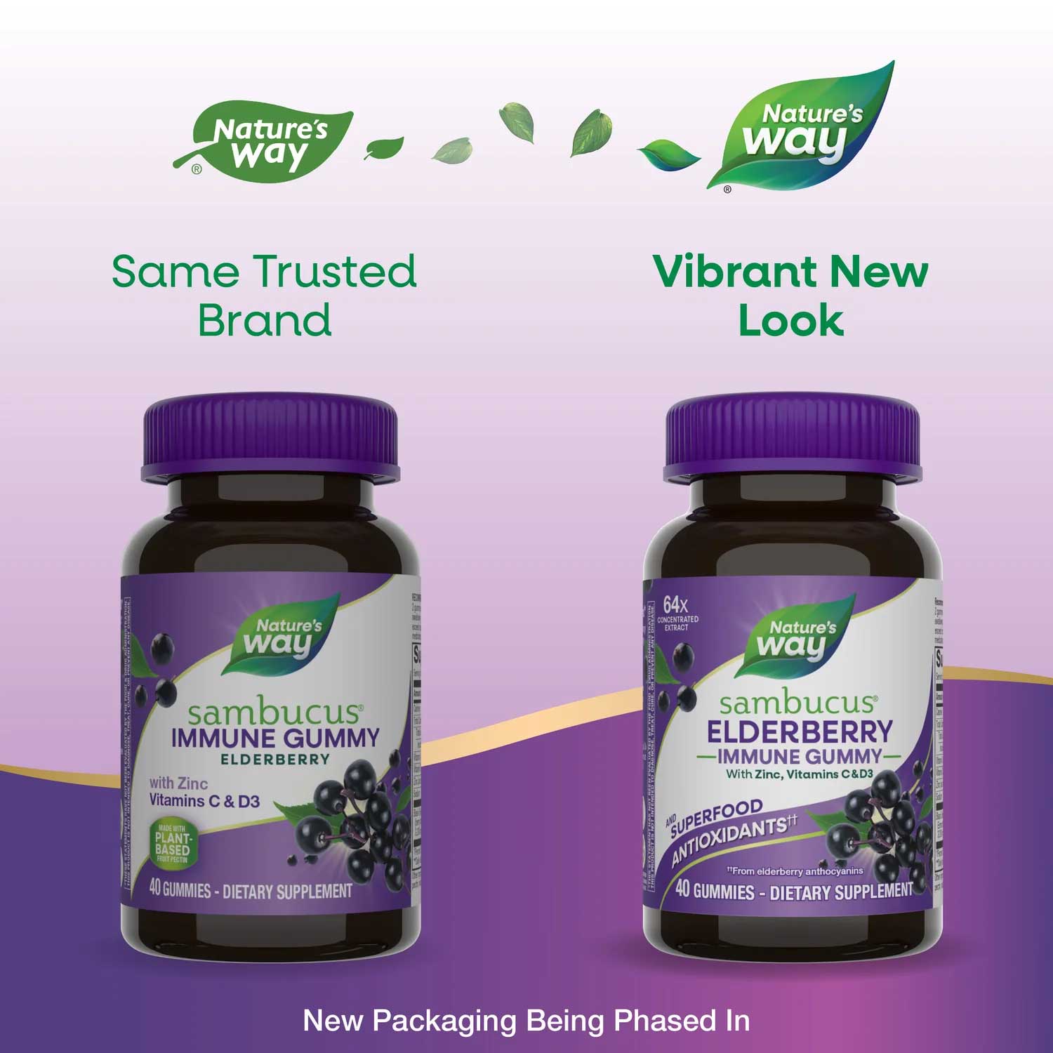 Nature's Way Sambucus Elderberry Immune Gummy New Look