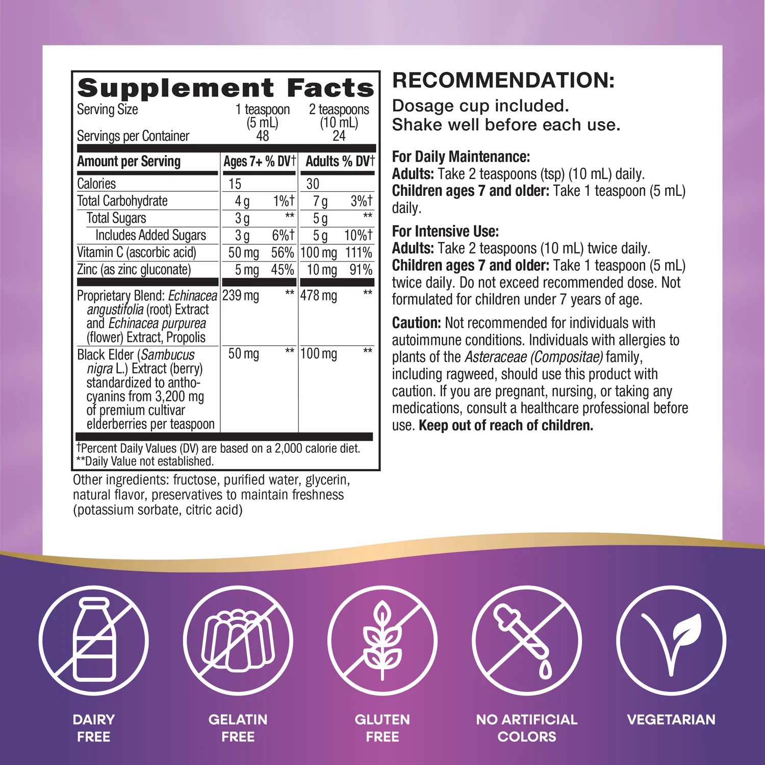 Nature's Way Sambucus Immune Elderberry Syrup Ingredients