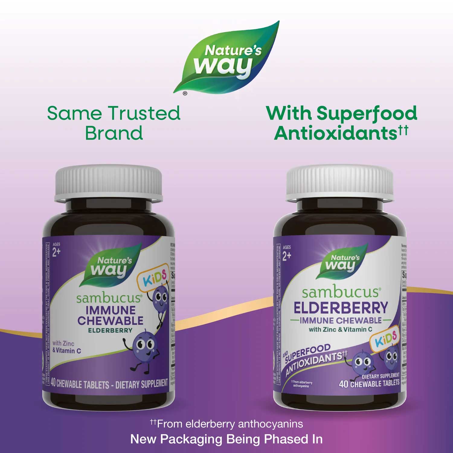 Nature's Way Sambucus Kids Immune Chewable New Look