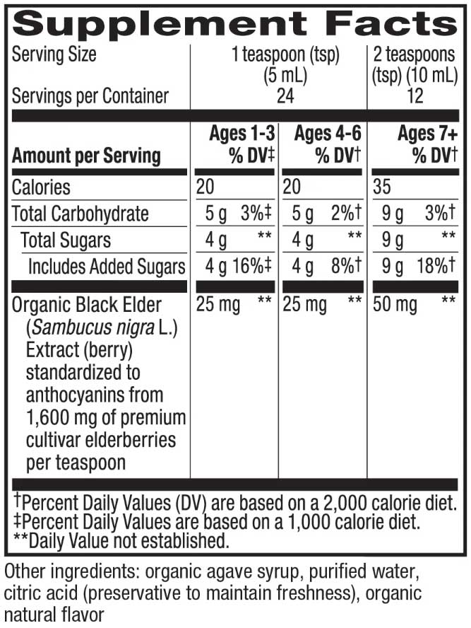 Nature's Way Sambucus Organic Immune Syrup for Kids Ingredients