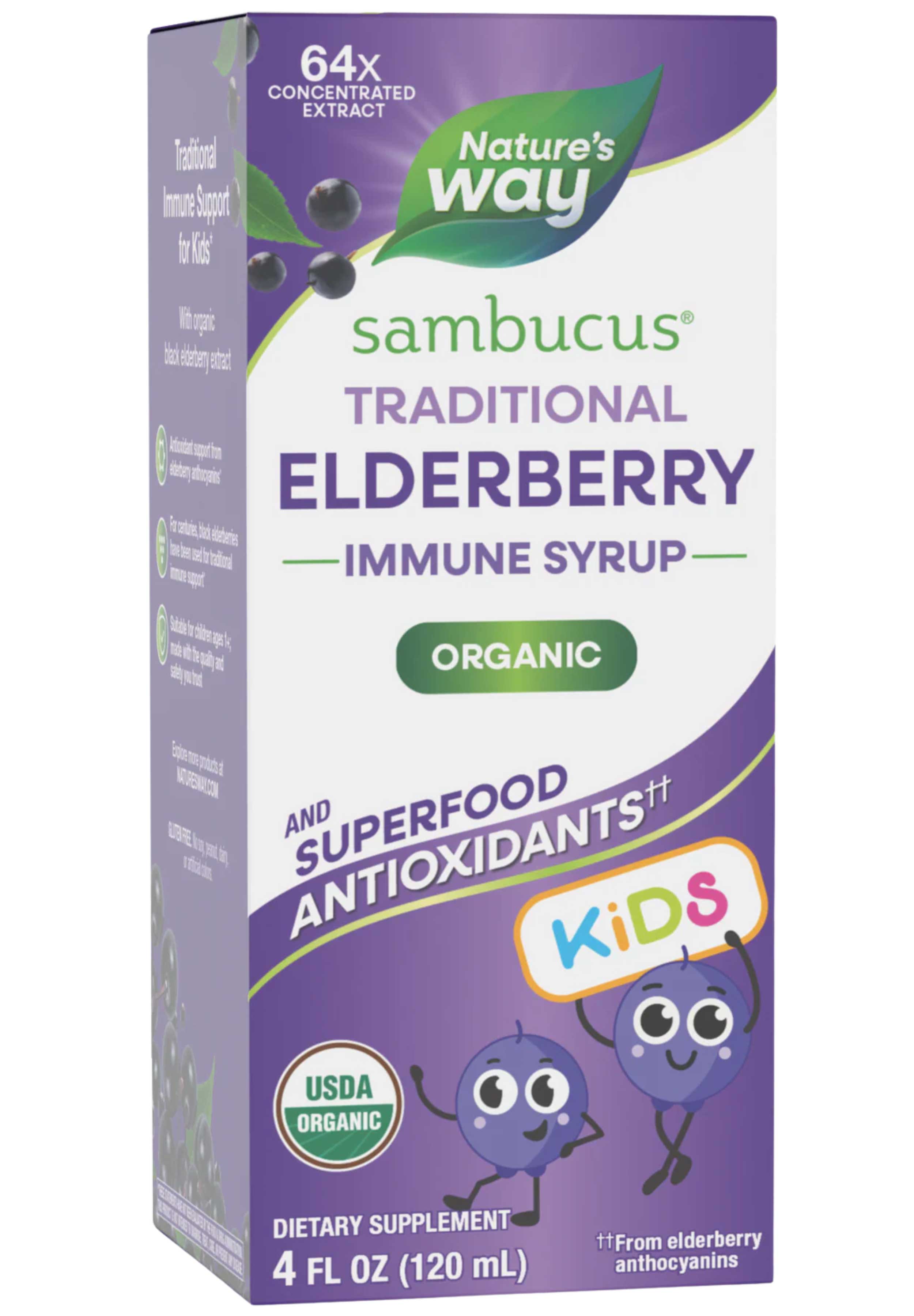 Nature's Way Sambucus Organic Traditional Immune Elderberry Syrup for Kids