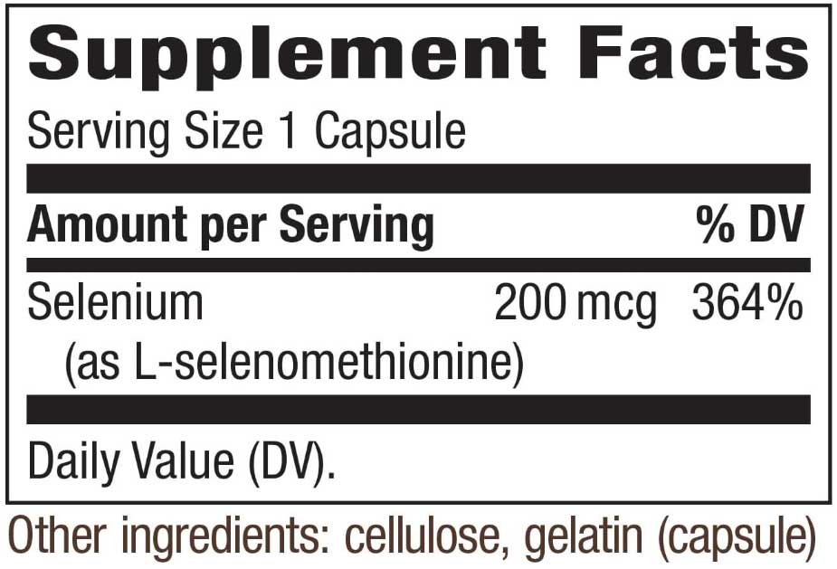Nature's Way Selenium 200 mcg Ingredients