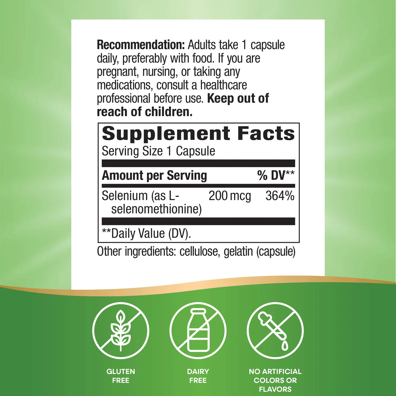 Nature's Way Selenium Ingredients