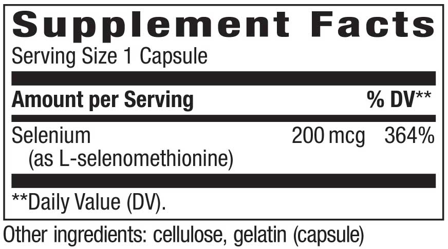 Nature's Way Selenium Ingredients